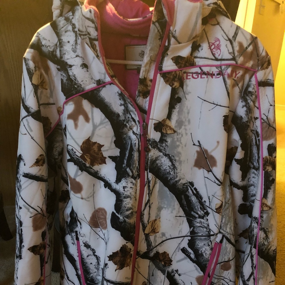 Legendary white tails white and pink camo coat